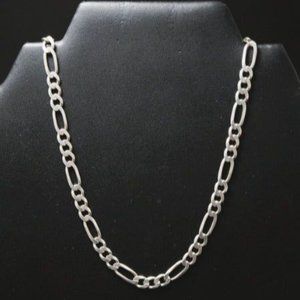 30" Mens 925 Sterling Silver Figaro Chain Necklace Link Style Authentic Jewelry